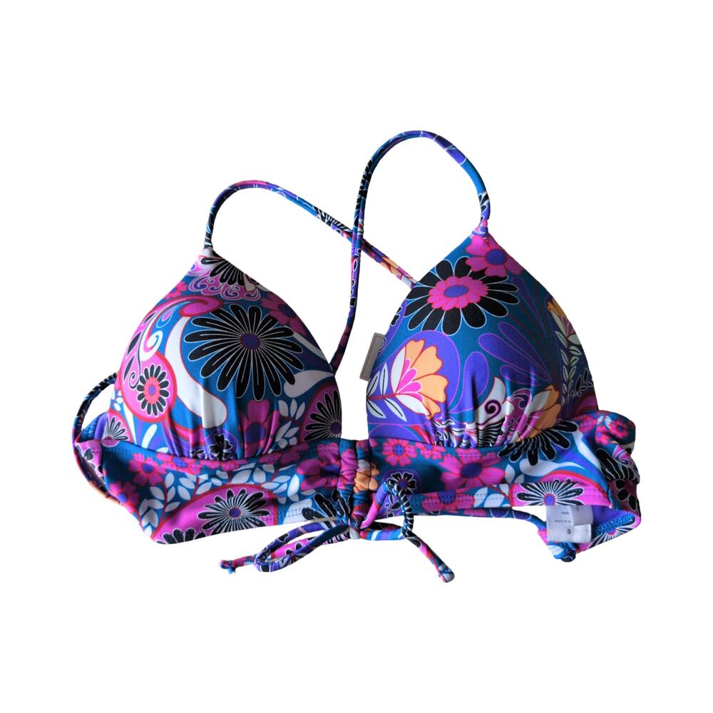 Multicolored floral print, swim top